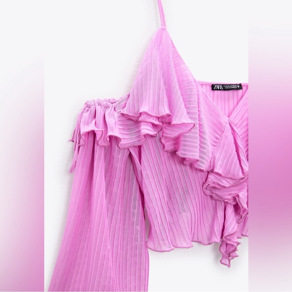 Pink Ruffled Women's Top - Picture 4 of 5
